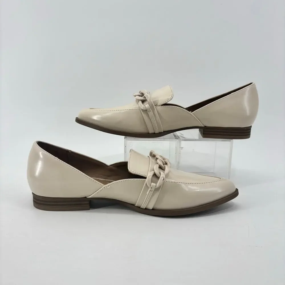Lauren Conrad Demii Bone Loafers Women’s 8.5 Beige Patent Leather Flats - Picture 4 of 11